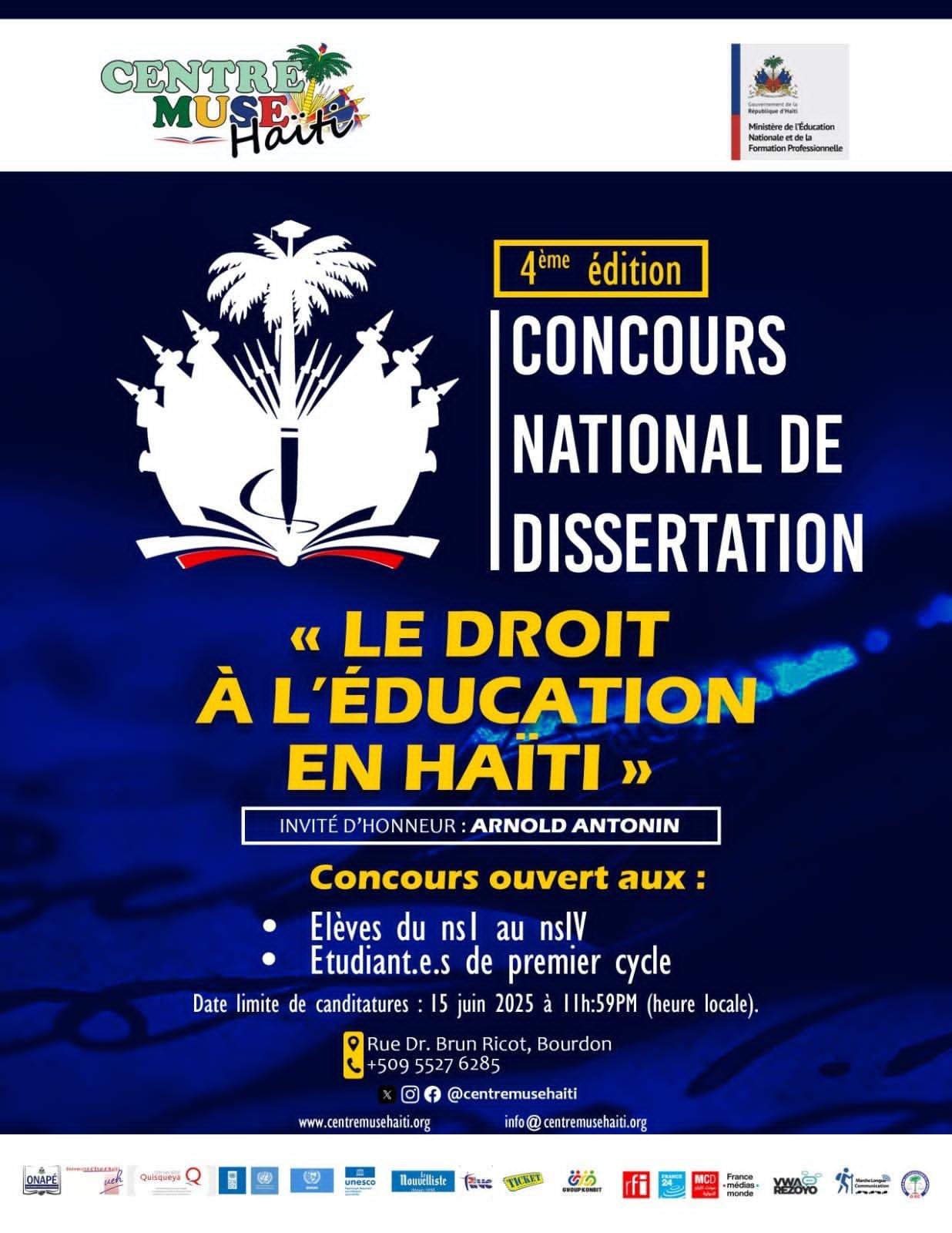 Le Centre Muse Haïti dévoile les 7 sujets pour son Concours National de Dissertation